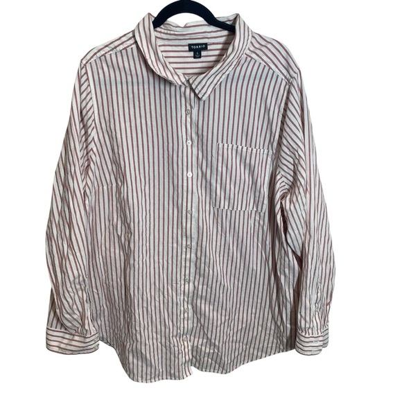 Torrid cotton striped button up shirt long sleeve women’s 4x business casual - Picture 1 of 9